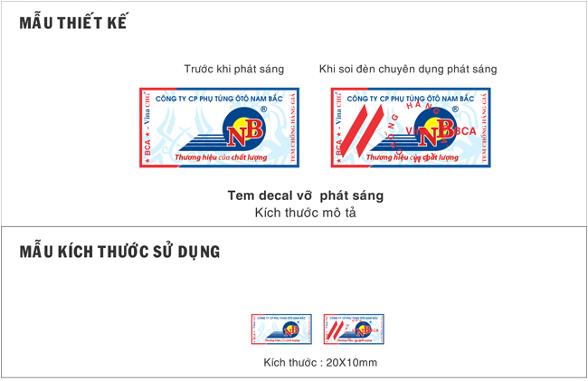 Tem chống giả phụ tùng ô tô Nam Bắc