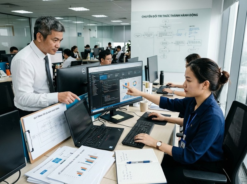 Cấp độ năng lực chuyên môn thường tăng từ hiểu biết, thực hiện đến tự chủ và dẫn dắt