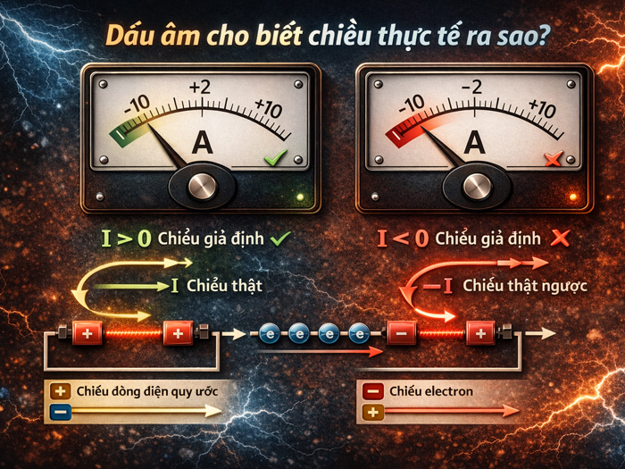Cường độ dòng điện có âm được không? Ý nghĩa dấu   và −