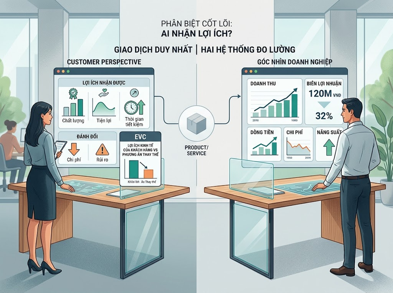 Giá trị kinh tế và giá trị khách hàng khác nhau về đối tượng hưởng lợi nào?