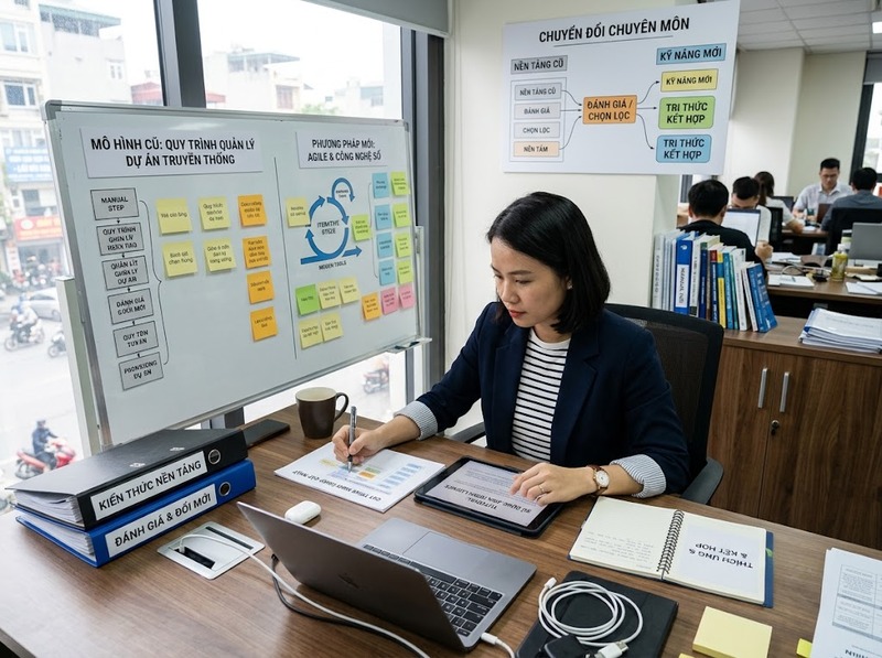 Năng lực thích ứng chuyên môn giúp điều chỉnh kiến thức, phương pháp và cách làm khi bối cảnh đổi