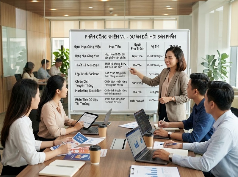 Cách phân công công việc trong tổ chức để rõ nhiệm vụ, quyền hạn và trách nhiệm
