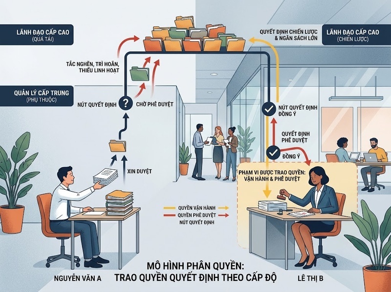 Phân quyền trong tổ chức và cách chuyển quyền quyết định xuống các cấp