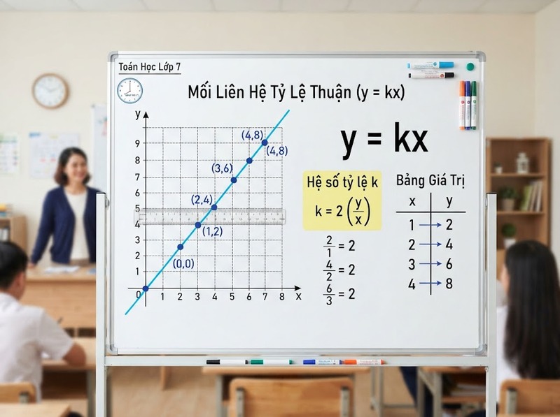 Quan hệ tỷ lệ thuận xuất hiện khi hai đại lượng thay đổi cùng chiều theo một tỷ lệ xác định