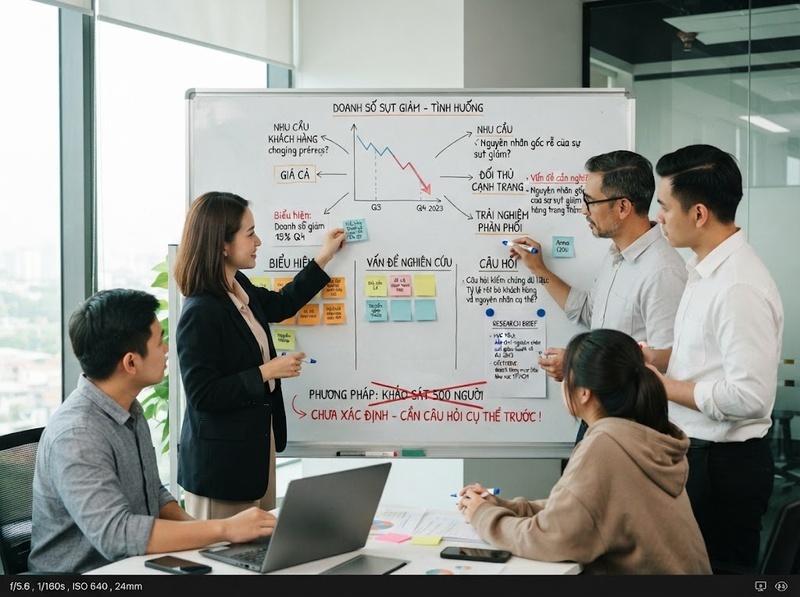 Quy trình nghiên cứu marketing từ xác định vấn đề đến phân tích và báo cáo kết quả