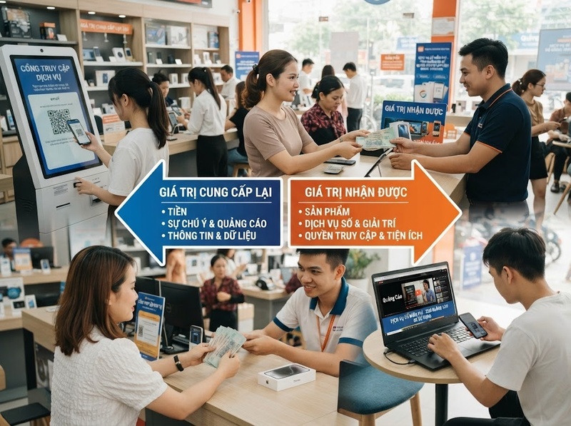 Trao đổi trong marketing hình thành khi các bên có giá trị và tự nguyện giao dịch