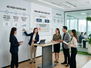 Cơ cấu tổ chức ma trận hoạt động với hai tuyến quyền hạn thế nào?